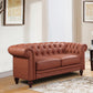2 Seater Brown Sofa Lounge Chesterfireld Style Button Tufted in Faux Leather