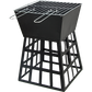 Black Fire Pit Square Log Patio Garden Heater Outdoor Table Top BBQ Camping