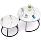 Set of 2 Coffee Table Round Marble Nesting Side End Table Furniture