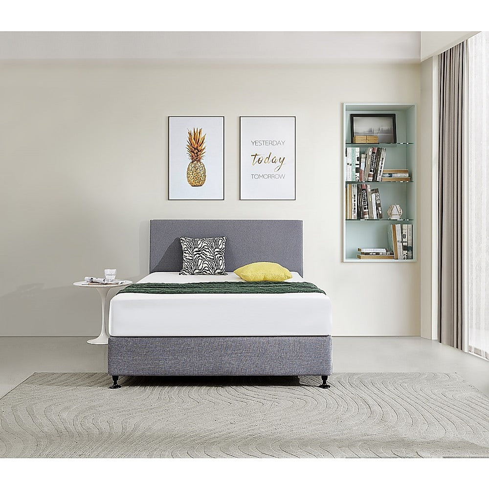 Linen Fabric Double Bed Deluxe Headboard Bedhead - Slate Ash