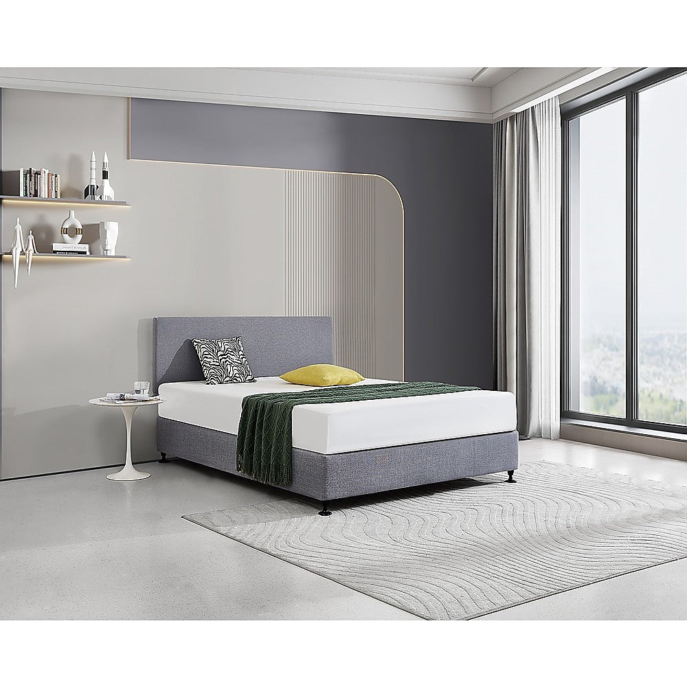 Linen Fabric Queen Bed Deluxe Headboard Bedhead - Slate Ash