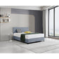 Linen Fabric Queen Bed Deluxe Headboard Bedhead - Berlin Blue