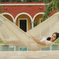 Mayan Legacy Single Size Cotton Mexican Hammock in Cream Colour
