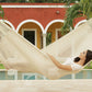 Mayan Legacy Single Size Cotton Mexican Hammock in Cream Colour