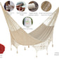 Mayan Legacy King Size Deluxe Outdoor Cotton Mexican Hammock in Cream Colour