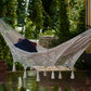 Mayan Legacy King Size Deluxe Outdoor Cotton Mexican Hammock in Cream Colour