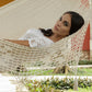 Mayan Legacy Queen Size Deluxe Outdoor Cotton Mexican Hammock in Cream Colour
