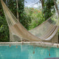 Mayan Legacy Queen Size Deluxe Outdoor Cotton Mexican Hammock in Cream Colour