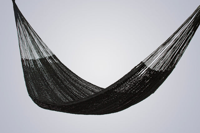Mayan Legacy King Size Outdoor Cotton Mexican Hammock in Black Colour