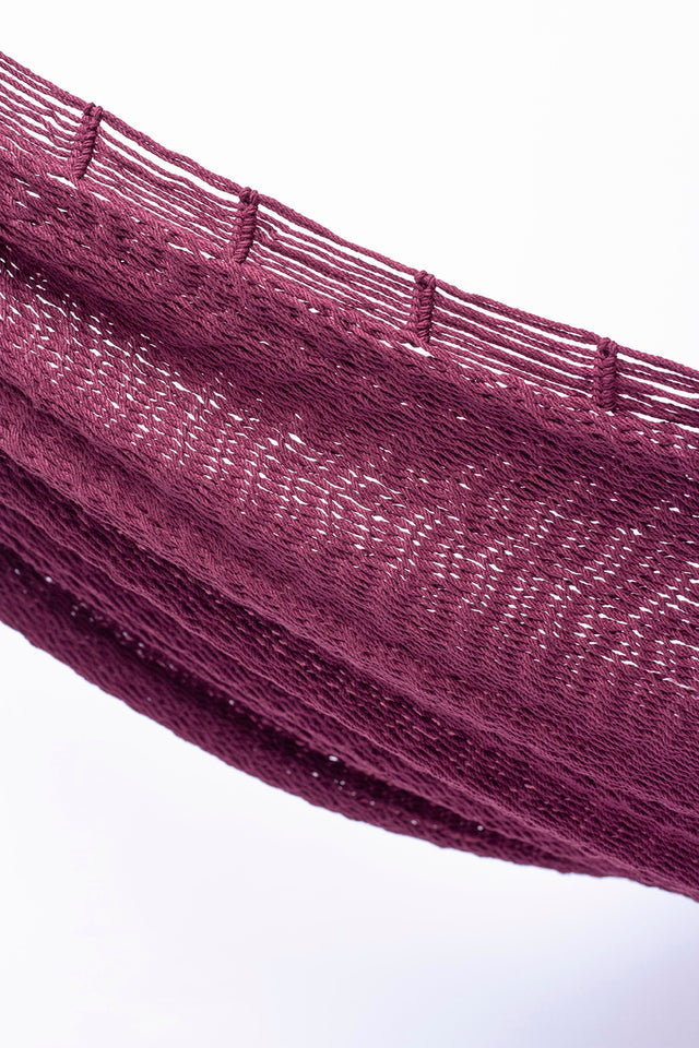 Mayan Legacy King Size Outdoor Cotton Mexican Hammock in Maroon Colour