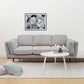 3 Seater Sofa Beige Fabric Modern Lounge Set for Living Room Couch with Wooden Frame